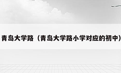 青岛大学路（青岛大学路小学对应的初中）