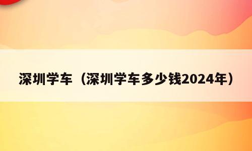 深圳学车（深圳学车多少钱2024年）