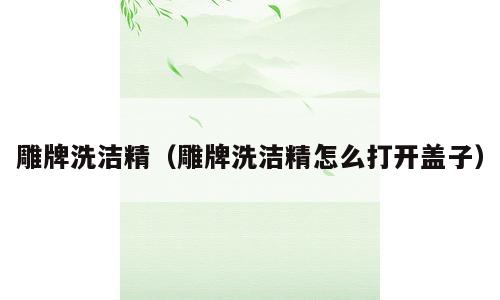 雕牌洗洁精（雕牌洗洁精怎么打开盖子）