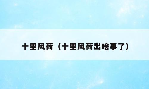 十里风荷（十里风荷出啥事了）