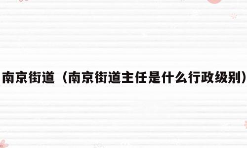 南京街道（南京街道主任是什么行政级别）