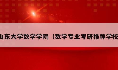山东大学数学学院（数学专业考研推荐学校）