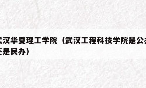 武汉华夏理工学院（武汉工程科技学院是公办还是民办）