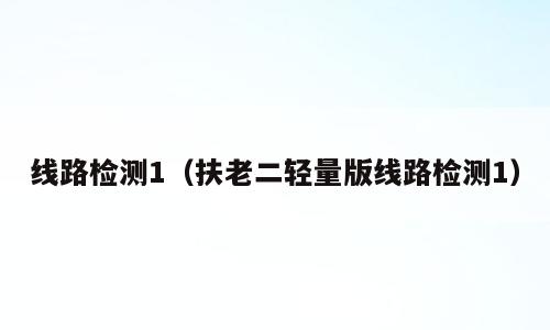 线路检测1（扶老二轻量版线路检测1）