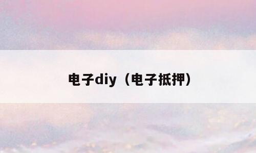 电子diy（电子抵押）