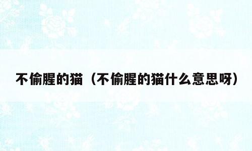不偷腥的猫（不偷腥的猫什么意思呀）