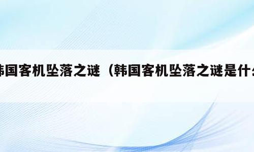 韩国客机坠落之谜（韩国客机坠落之谜是什么）