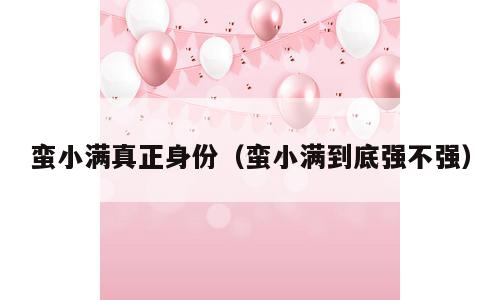 蛮小满真正身份（蛮小满到底强不强）
