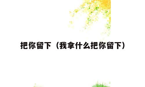把你留下（我拿什么把你留下）