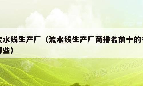 流水线生产厂（流水线生产厂商排名前十的有哪些）