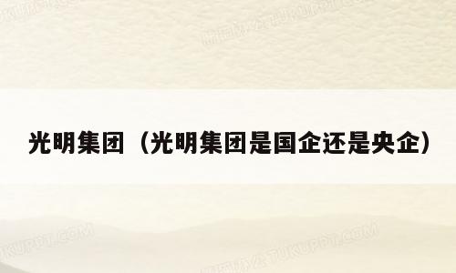 光明集团（光明集团是国企还是央企）