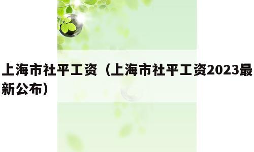 上海市社平工资（上海市社平工资2023最新公布）