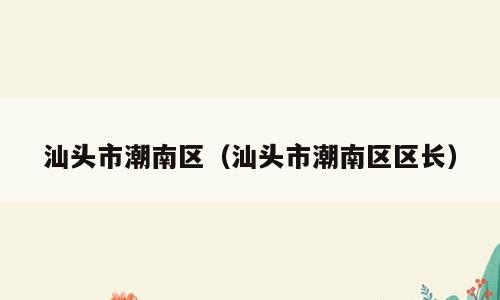 汕头市潮南区（汕头市潮南区区长）