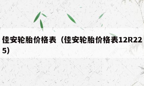 佳安轮胎价格表（佳安轮胎价格表12R225）