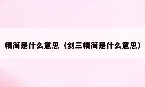 精简是什么意思（剑三精简是什么意思）