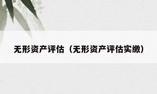 无形资产评估（无形资产评估实缴）