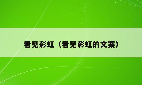 看见彩虹（看见彩虹的文案）