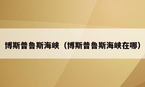 博斯普鲁斯海峡（博斯普鲁斯海峡在哪）