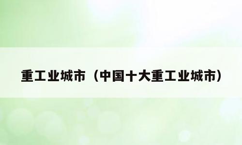 重工业城市（中国十大重工业城市）