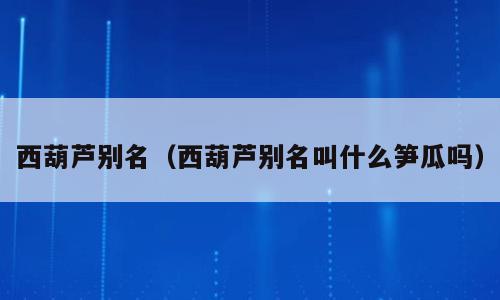 西葫芦别名（西葫芦别名叫什么笋瓜吗）