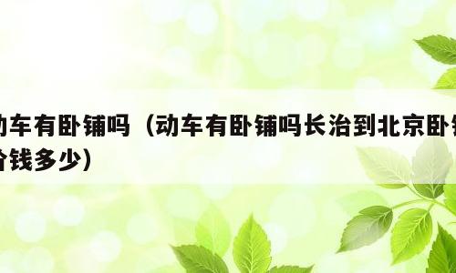 动车有卧铺吗（动车有卧铺吗长治到北京卧铺价钱多少）