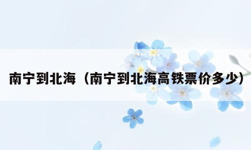 南宁到北海（南宁到北海高铁票价多少）