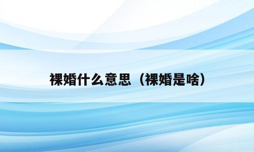 裸婚什么意思（裸婚是啥）