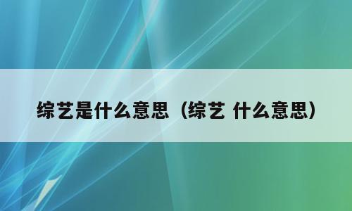 综艺是什么意思（综艺 什么意思）