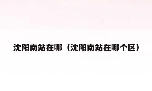 沈阳南站在哪（沈阳南站在哪个区）