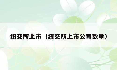 纽交所上市（纽交所上市公司数量）