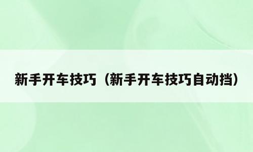 新手开车技巧（新手开车技巧自动挡）