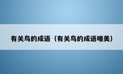 有关鸟的成语（有关鸟的成语唯美）
