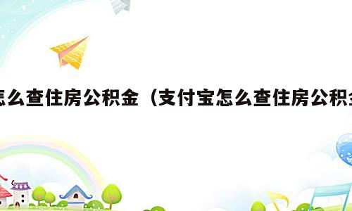 怎么查住房公积金（支付宝怎么查住房公积金）