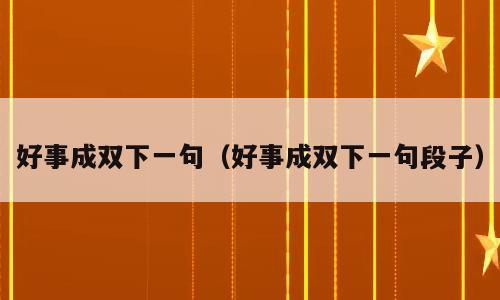 好事成双下一句（好事成双下一句段子）