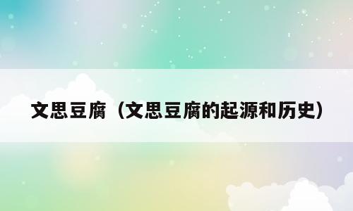 文思豆腐（文思豆腐的起源和历史）