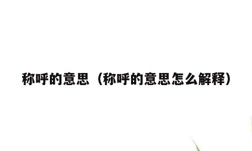 称呼的意思（称呼的意思怎么解释）