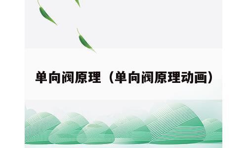 单向阀原理（单向阀原理动画）