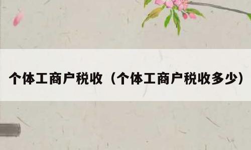 个体工商户税收（个体工商户税收多少）
