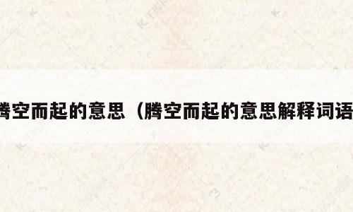 腾空而起的意思（腾空而起的意思解释词语）