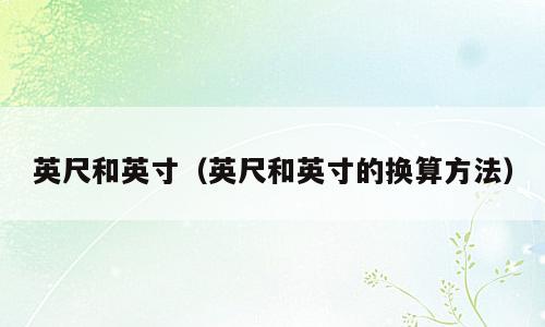 英尺和英寸（英尺和英寸的换算方法）