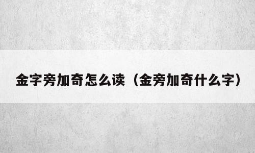 金字旁加奇怎么读（金旁加奇什么字）