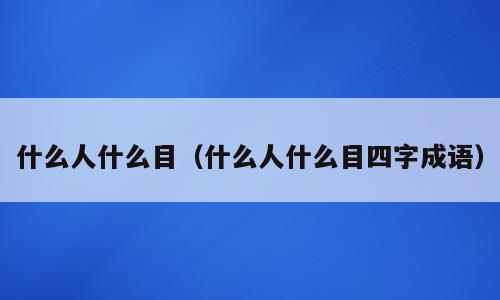 什么人什么目（什么人什么目四字成语）