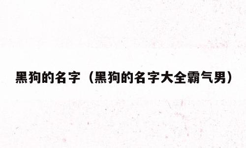 黑狗的名字（黑狗的名字大全霸气男）