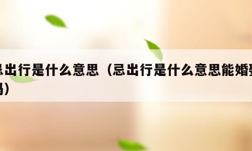 忌出行是什么意思（忌出行是什么意思能婚娶吗）
