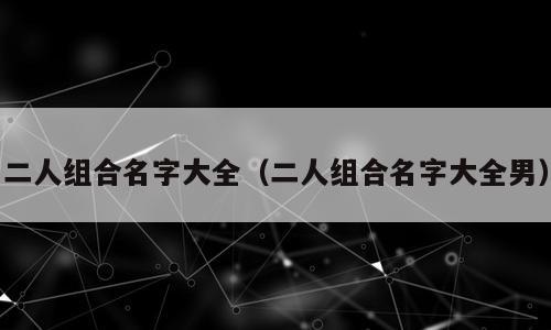 二人组合名字大全（二人组合名字大全男）