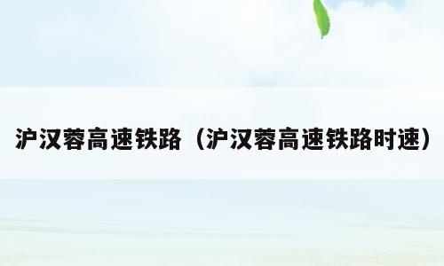 沪汉蓉高速铁路（沪汉蓉高速铁路时速）