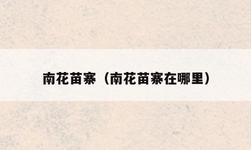 南花苗寨（南花苗寨在哪里）