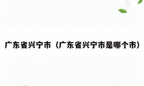 广东省兴宁市（广东省兴宁市是哪个市）