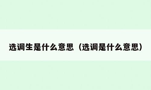 选调生是什么意思（选调是什么意思）