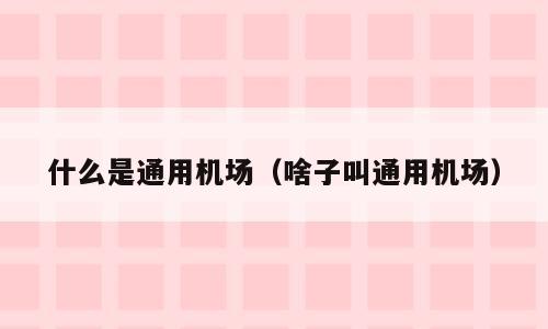 什么是通用机场（啥子叫通用机场）
